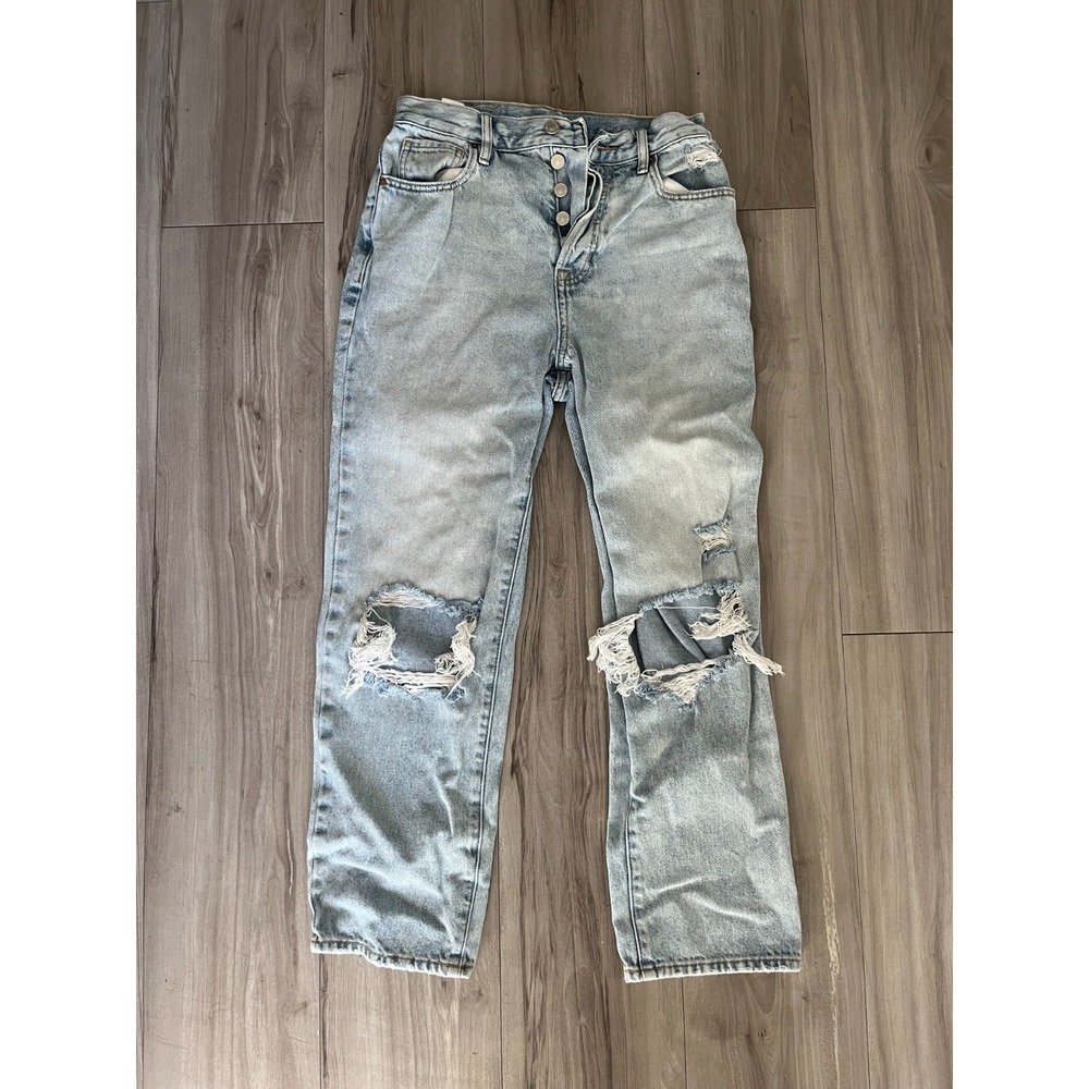 PacSun Jeans Womens 26 Blue Light Wash Denim Distressed High Rise Straight Leg